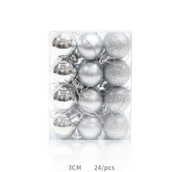 24pcs Silver Christmas Ball Decorations