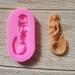 Cute Mermaid Holding flower silicone mould Style 2