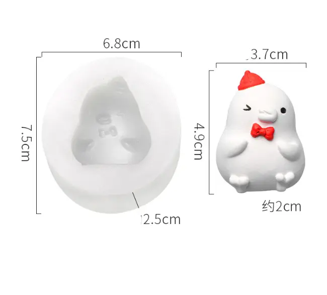 Cute 3D Bow scarf Chicken Silicone Mould style 2