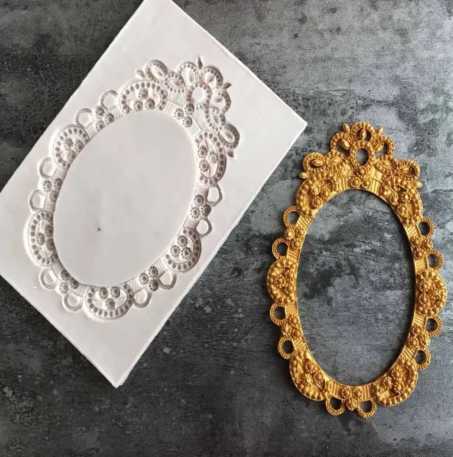 Large Decorated Oval frame silicone mould