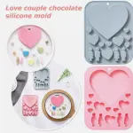 Couple heart theme silicone mould