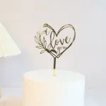 Detailed Floral Love You acrylic cake topper