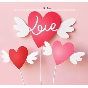 3 pcs Love heart with wings cake topper set STYLE 1