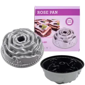 Rose Bundt Cake Pan Non-Stick Specialty Round 9" Carbon Steel Baking Mould