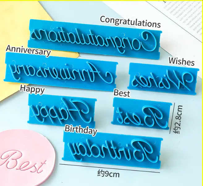 6pcs/Set Blessing Plastic Alphabet Letters Stamp