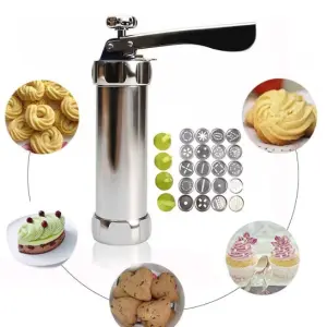 Finedecor Manual 20 Discs & 4 Nozzles Cookie Press Pump Machine Biscuit Maker Set Baking Tool