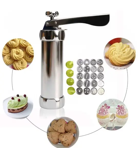 Finedecor Manual 20 Discs & 4 Nozzles Cookie Press Pump Machine Biscuit Maker Set Baking Tool