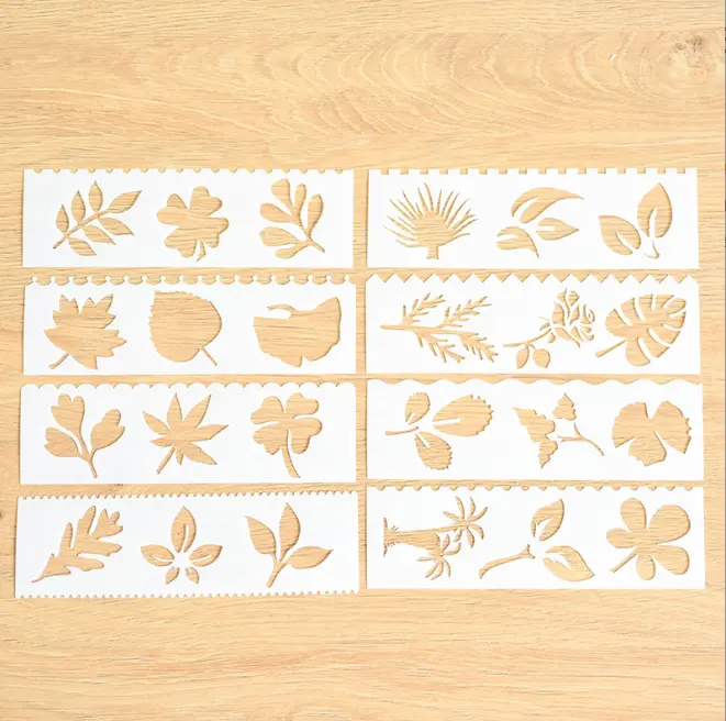 8 pcs Leaves Theme Decoration icing Stencils set