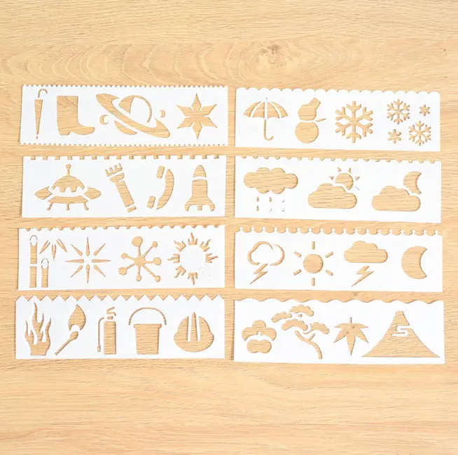 8 pcs Weather Theme Decoration icing Stencils set