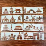 8 pcs Monuments Theme Decoration icing Stencils set