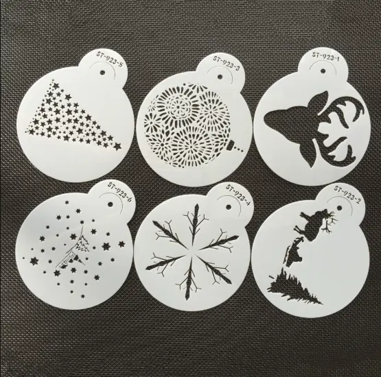 6 pcs Christmas theme Decoration icing Stencil set