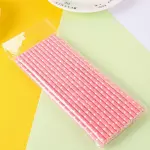 25pcs Pink Polka dot Printed Straws
