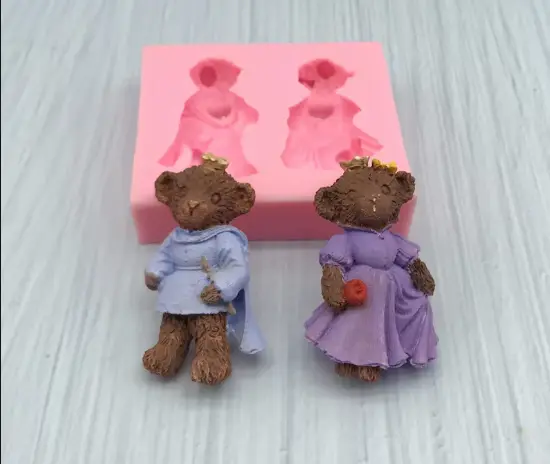 2 Cavity Teddy bear Princess Princess silicone mould