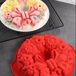Large Bow with flowers shape Non-Stick Flexible Cake Mould