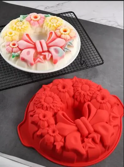 Large Bow with flowers shape Non-Stick Flexible Cake Mould