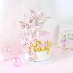 10 pcs Paper Butterfly with pearl detail topper set (Dark Pink)