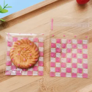 Pink love grid 100pcs Cookie Candy Sleeve