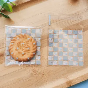 Blue love grid 100pcs Cookie Candy Sleeve