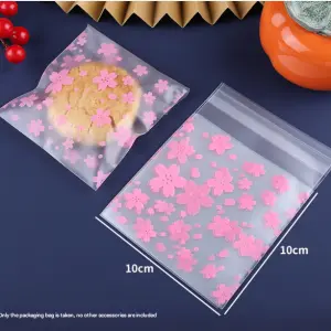 Pink flower Theme 100pcs Cookie Candy Sleeve style 2 (size Large)