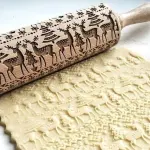 Reindeer Christmas tree Christmas theme Wooden Rolling Embossed Rolling Pin