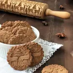 Reindeer Christmas tree Christmas theme Wooden Rolling Embossed Rolling Pin