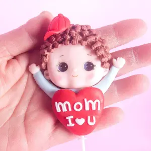 Child heart mom i Love you cake topper