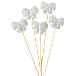 5 pcs Bow cake topper set - Silver