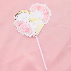 Heart Floral Happy Mothers cake topper Style 5