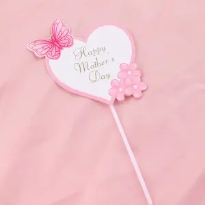 Heart shaped Floral Happy Mothers cake topper