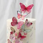 10 pcs Paper Butterfly with pearl detail topper set Style 2