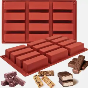 12 Cavity Rectangle Chocolate Bar Silicon Chocolate Mould