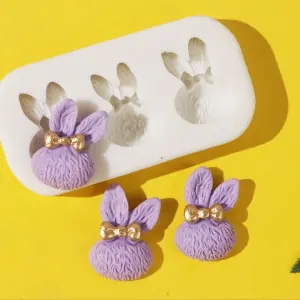 Mini Bunny Rabbit with bow Silicone Mould