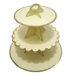 3 Tiers Cupcake Stand Gold Rim Paper Cake Holder Cupcake stand ( yellow)