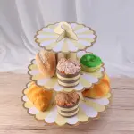 3 Tiers Cupcake Stand Paper Cake Holder Cupcake stand ( White & yellow )