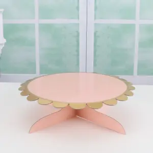 1 pcs Cake Stand Cardboard with Golden Boarder cake stand (Pink)