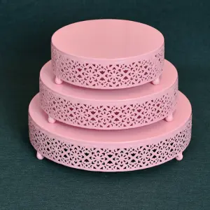 3 pcs Classic Pink Cake Stand,7.8''/9.8''/11.8'' Cake Stands for Dessert Table set