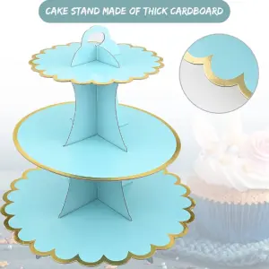 3 Tiers Cupcake Stand Cardboard Cake Holder Cupcake stand ( Blue)