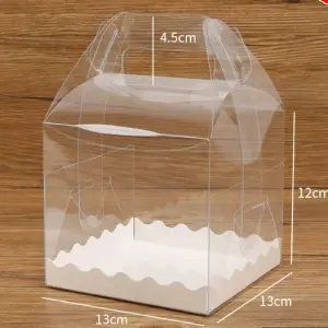 1 Pcs Transparent cake Box with Tray (13 x 13 X 12 cm )