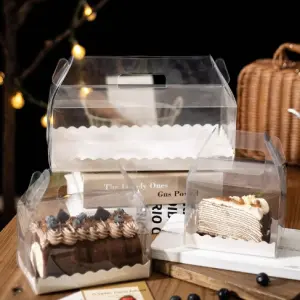 1 Pcs Transparent cake Box with Tray (16 x 9 X 8 cm )