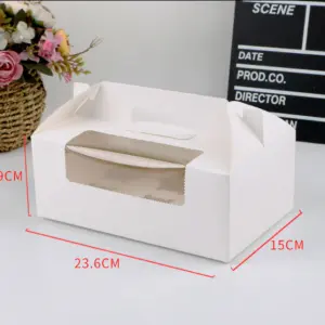 2/4/6/12 cavity Cup cake Box with handle and separate cup tray - 6 cavity