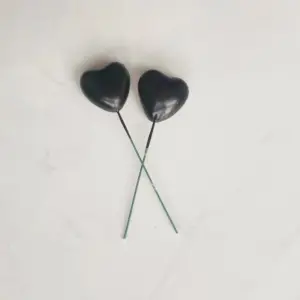 2 Pcs Black Heart shaped faux Heart set