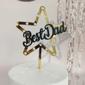 Best Dad Star Double acrylic cake topper