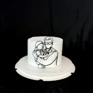 Father Holding daughter outline acrylic cutout cake topper Style 2