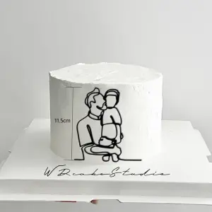 Father Holding Child outline acrylic cutout cake topper Style 1