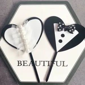 2 Pcs Couple Men and Women Couple dress theme cake topper