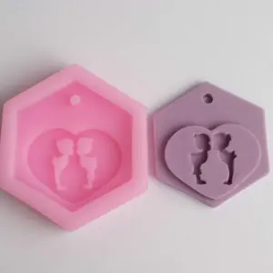 Hexagon shape Couple Kiss Silicone Mould