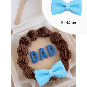 3 pcs 3D Cute Blue Bow cake topper set