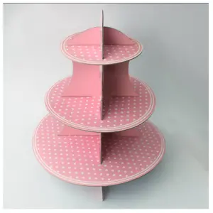 3 Tiers Cupcake Stand Cardboard Cake Holder Cupcake stand (Pink Polka Dot theme)