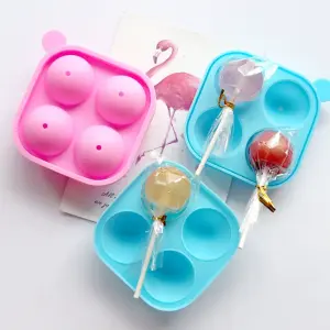 4 Sphere Holes Lollipop Cake pops Silicone Mould