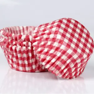100 pcs Red and white check theme Cake Cups / Muffin Cups